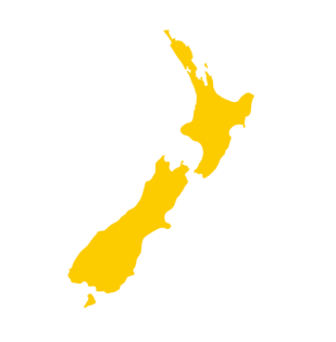 NZ Map in Yellow